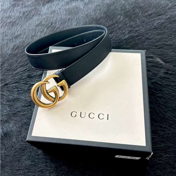 GG LOGO GUCCI LEATHER BELT - Picture 1 of 7